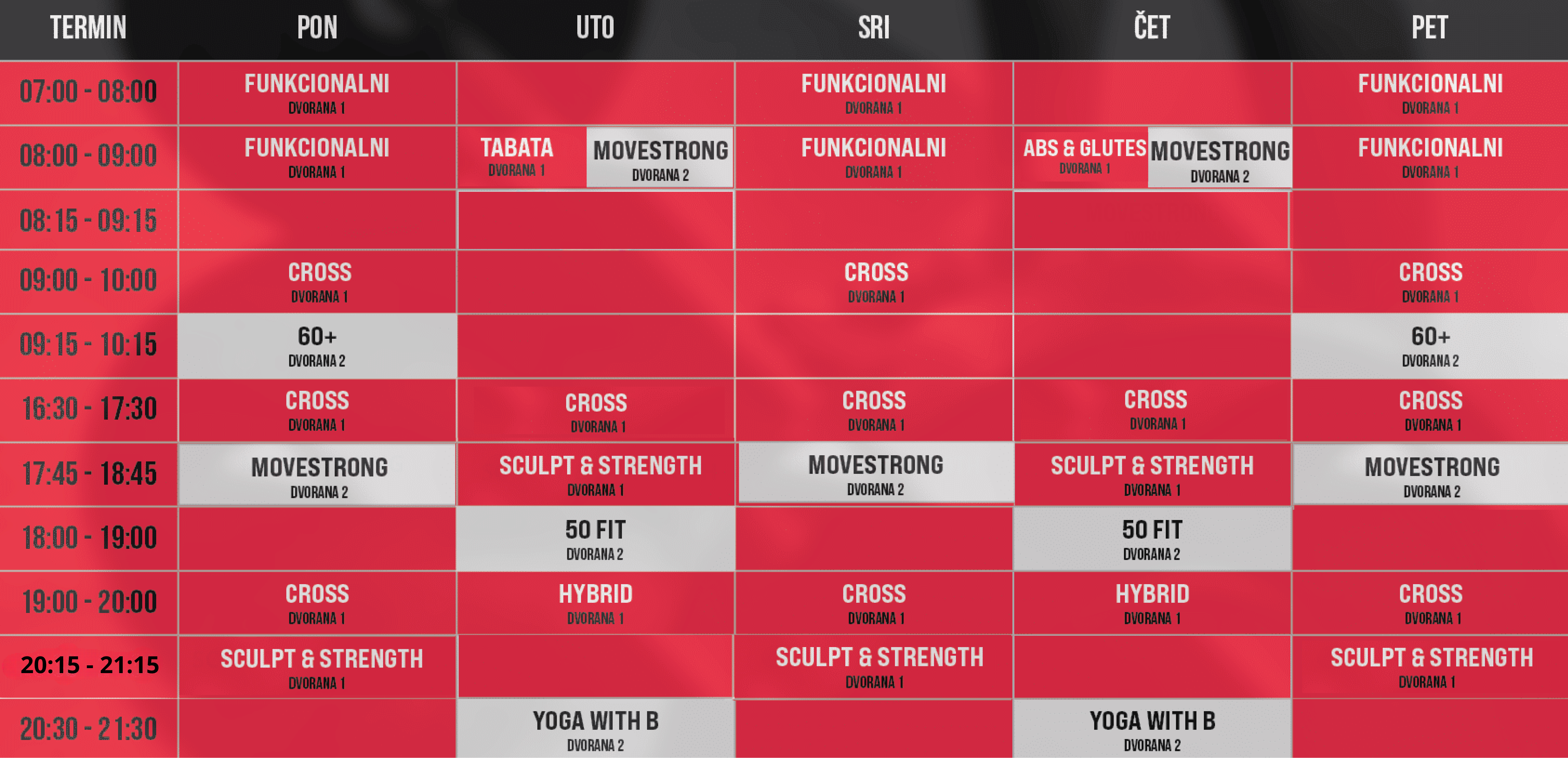 Fit For Life - raspored